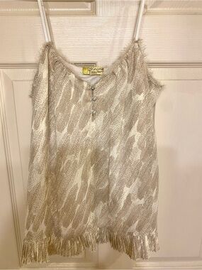 Princess Vera Wang Beige/Cream Sleeveless Top with Rhinestones L(?)